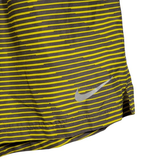 Nike Challenger Brief-Lined Shorts 7" Men's L Yellow Gray Striped Running Gym - Picture 2 of 6